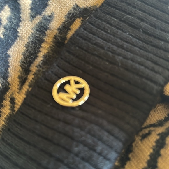 NWT Michael Kors Women's Animal Print Knit beanie Black Carmel Size One - Picture 6 of 6